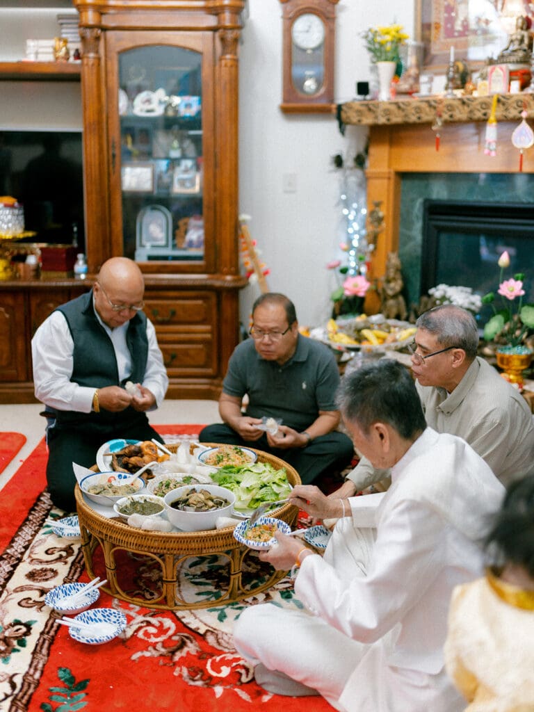 An at-home Lao and Vietnamese wedding ceremony