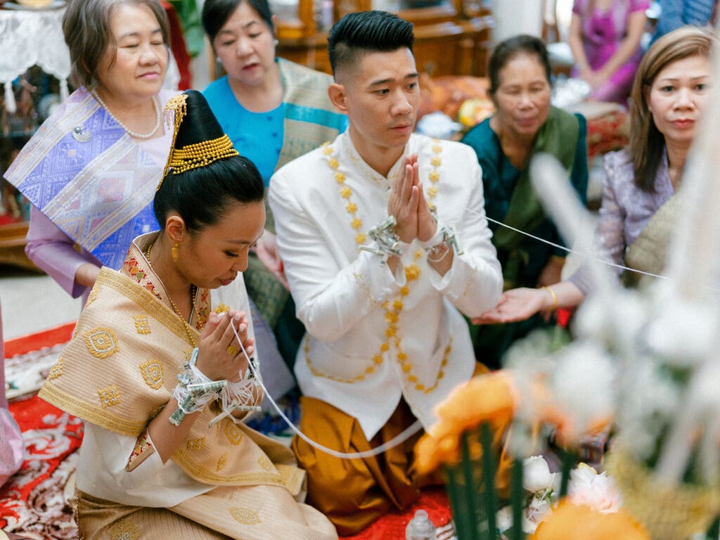 An at-home Lao and Vietnamese wedding ceremony