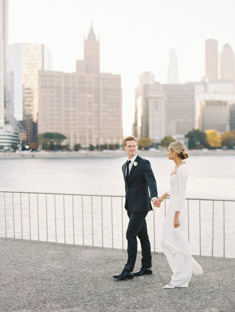 Bride and grooms Chicago wedding portraits