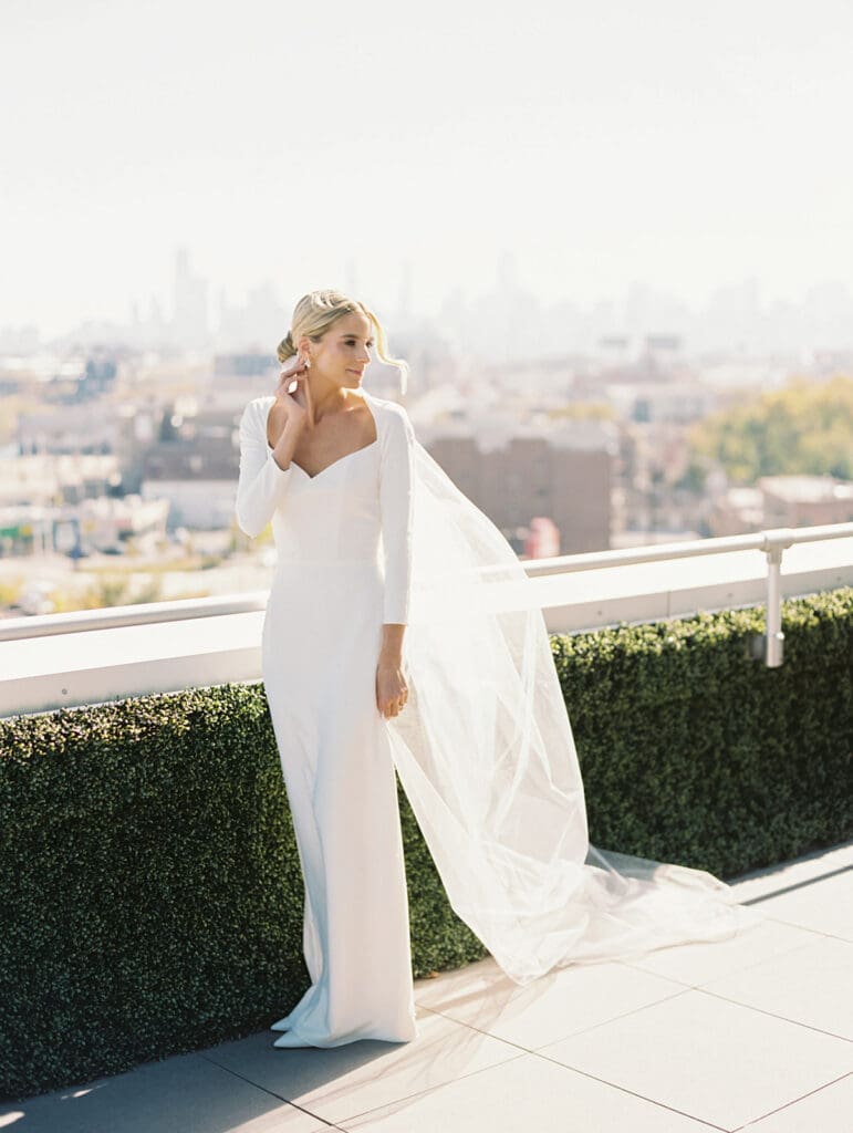Outdoor bridal portraits from a fall downtown Chicago wedding