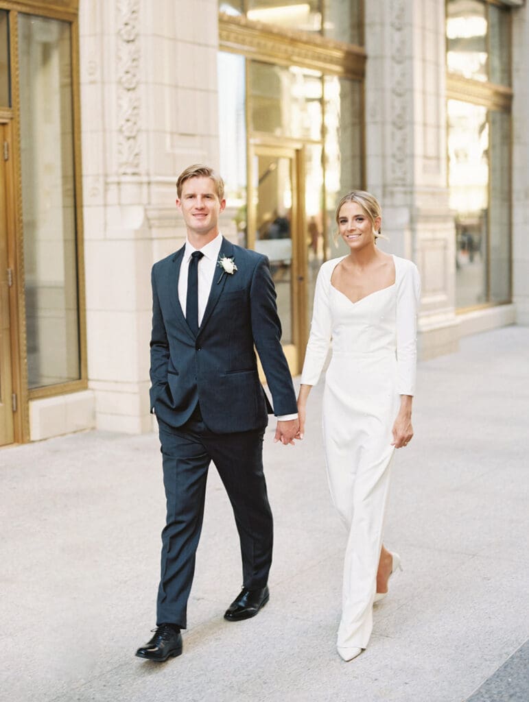 Bride and grooms downtown Chicago wedding portraits