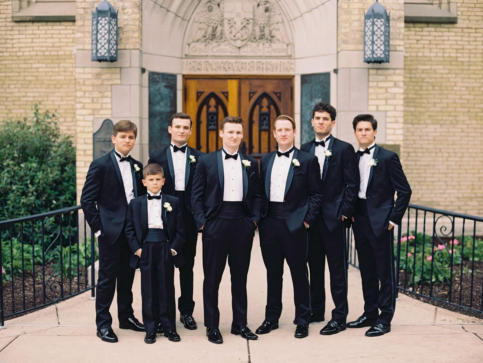 Groom and grooms portraits on film from a University of Notre Dame wedding