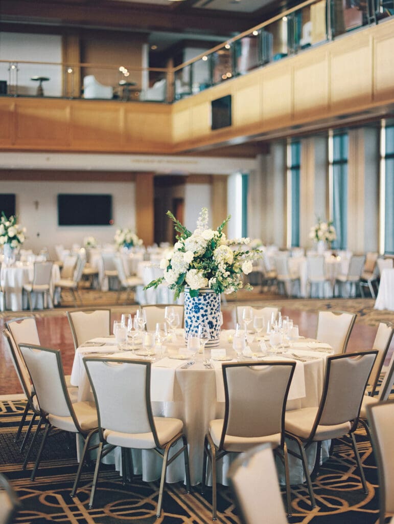 A classic Notre Dame wedding reception in Downes Ballroom