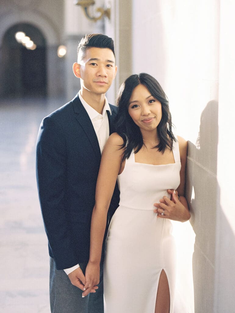 Couple posing for their San Francisco engagement photos