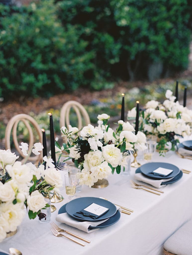 Romantic wedding reception tablescape