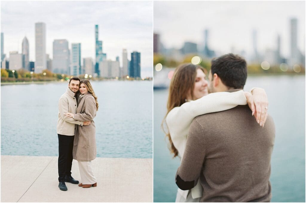 Chicago skyline engagement photos along the Lake Michigan waterfront